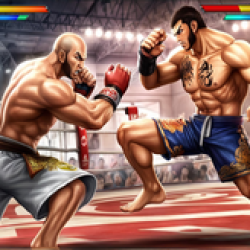 Bodybuilder Karate Fighting